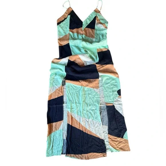 VIX -Mint Green, Black, and Tan Maxi Dress